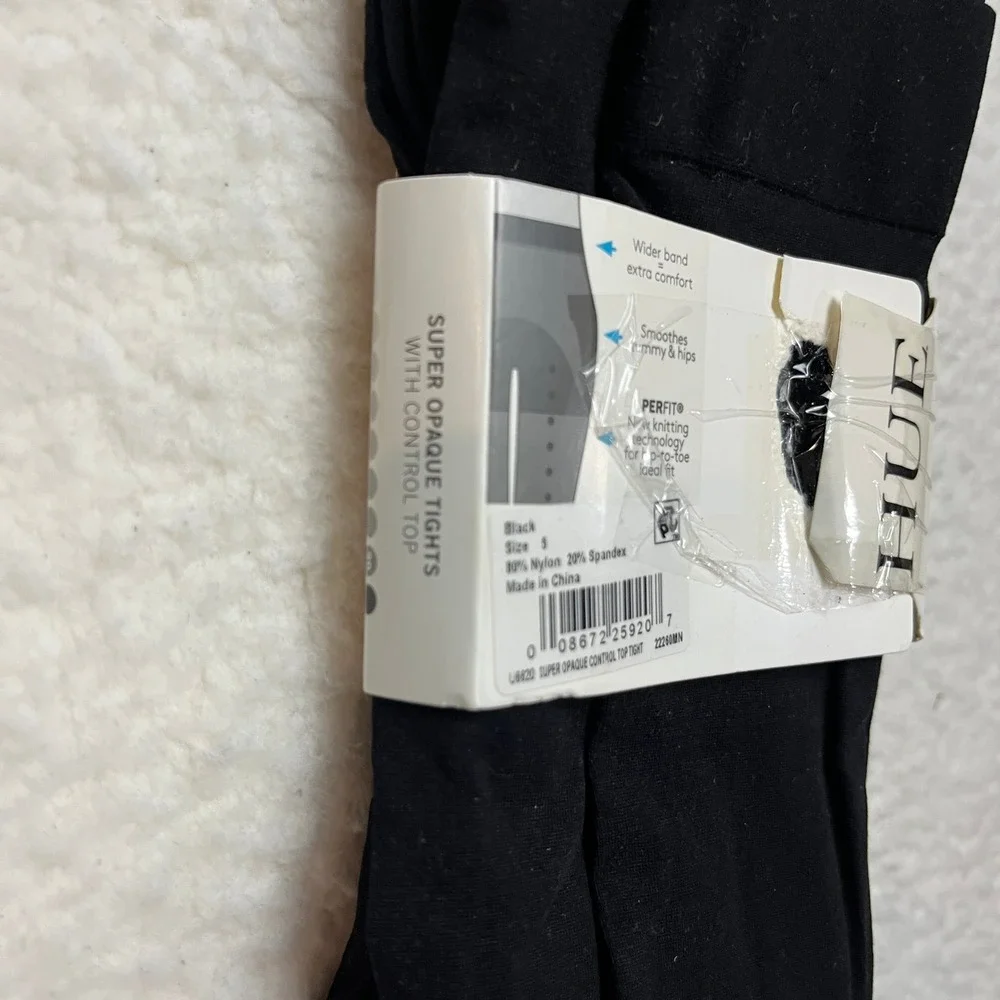 HUE Tights Womens‎ Size 5 Black Super Opaque Smooth Control Top U6820 90 Denier